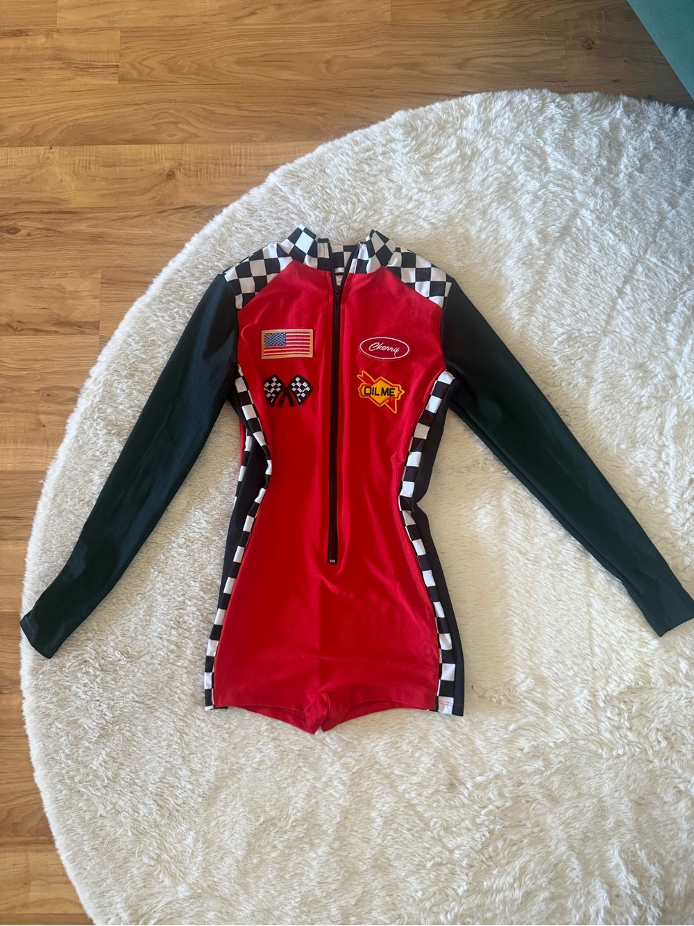 Forplay Red and Black Racing-Style Kids Long-Sleeve Rashguard
